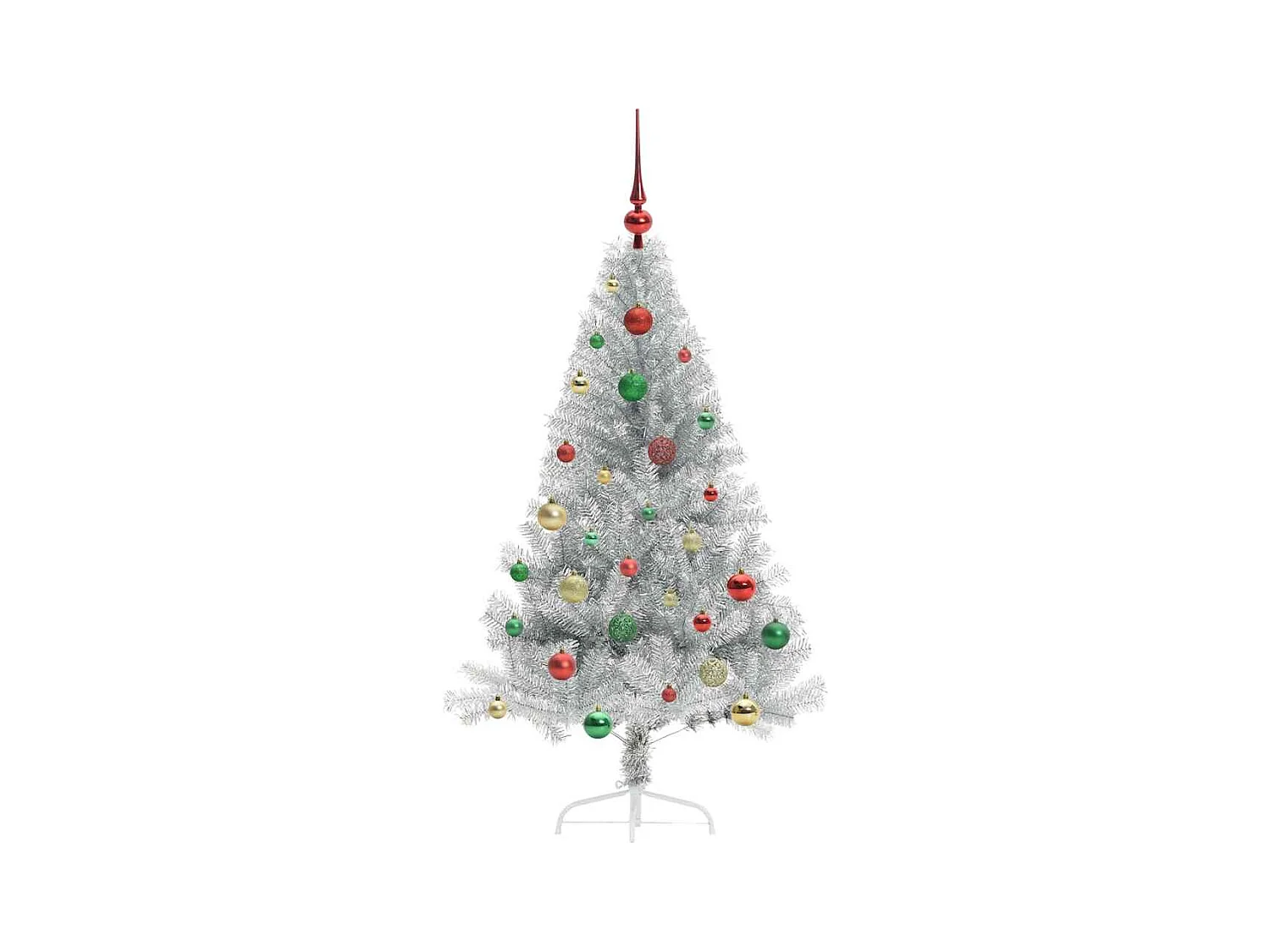 Sapin de Noël artificiel pré-éclairé Argent 150 cm PET