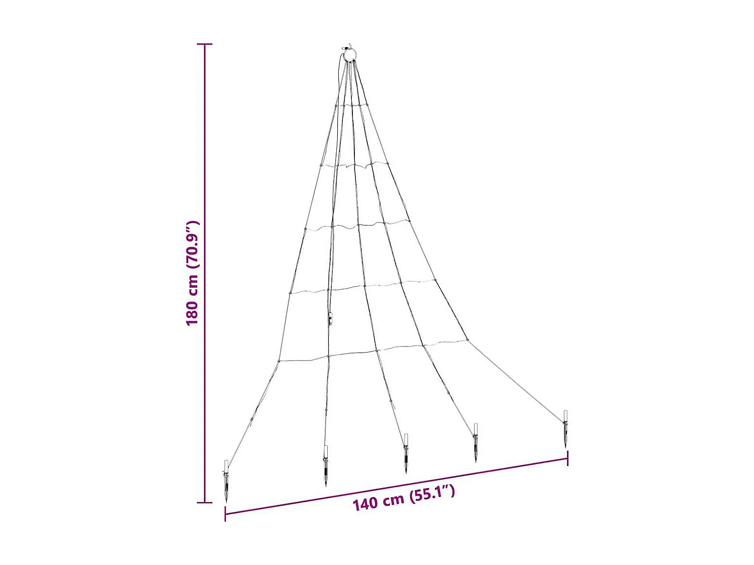 Arbre de Noël LED avec 112 LED Bleu 182 cm Métal