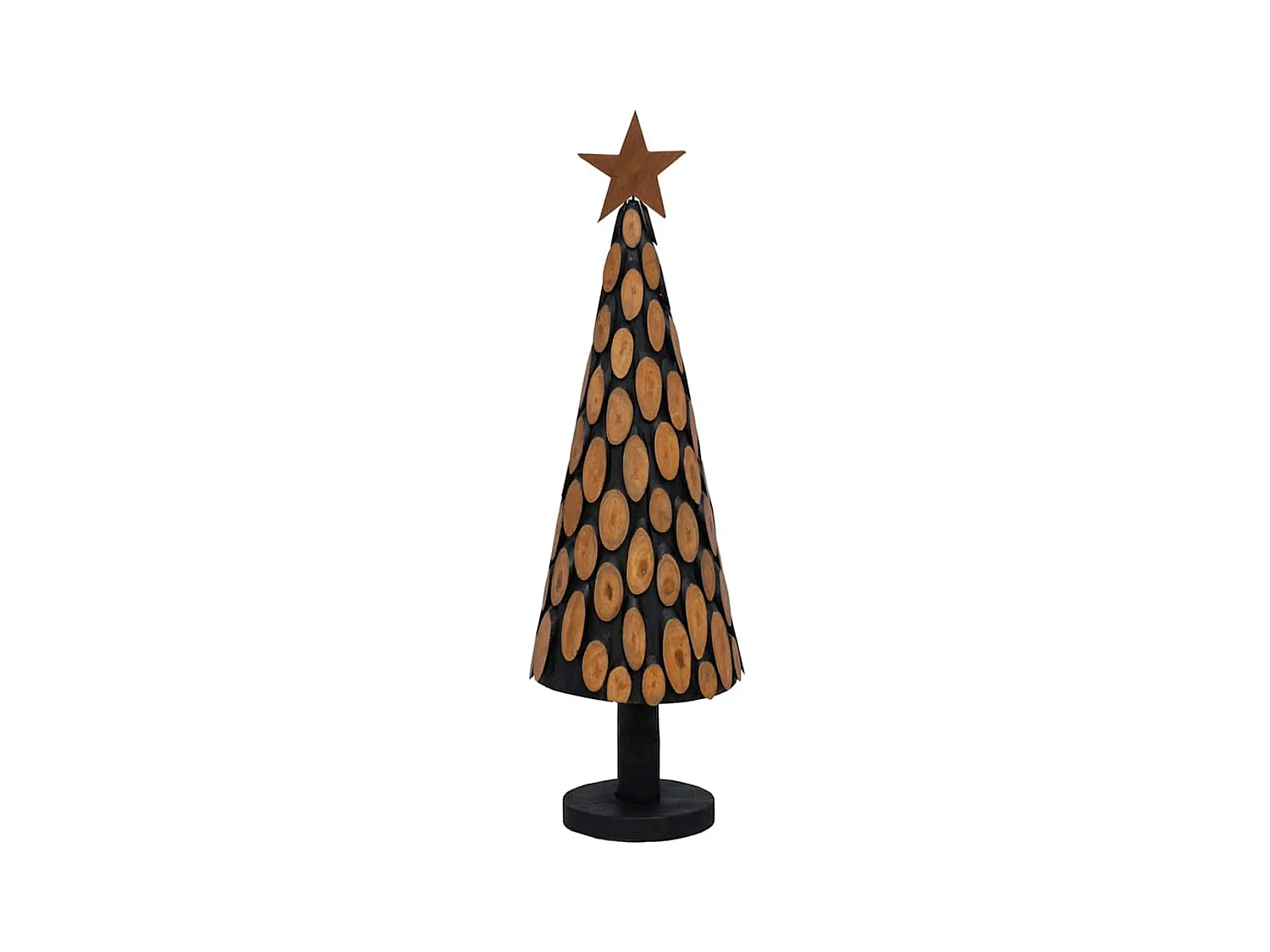 Sapin de Noël avec support Marron 150 cm Bois de teck solide