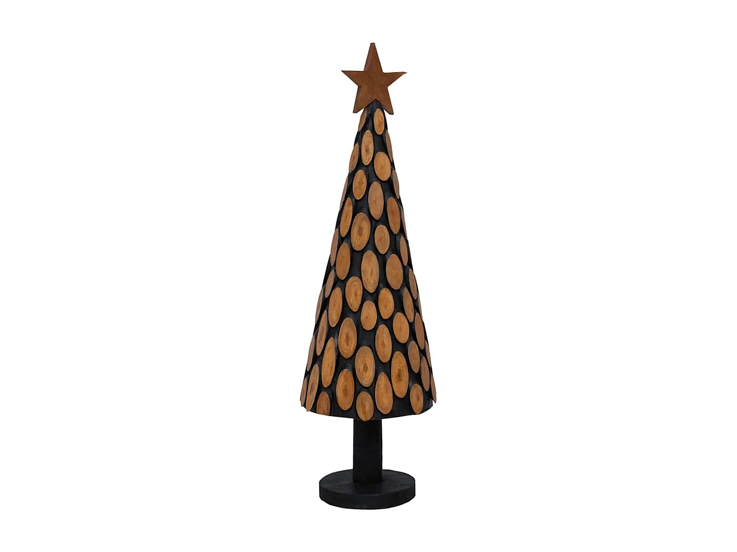 Sapin de Noël avec support Marron 150 cm Bois de teck solide
