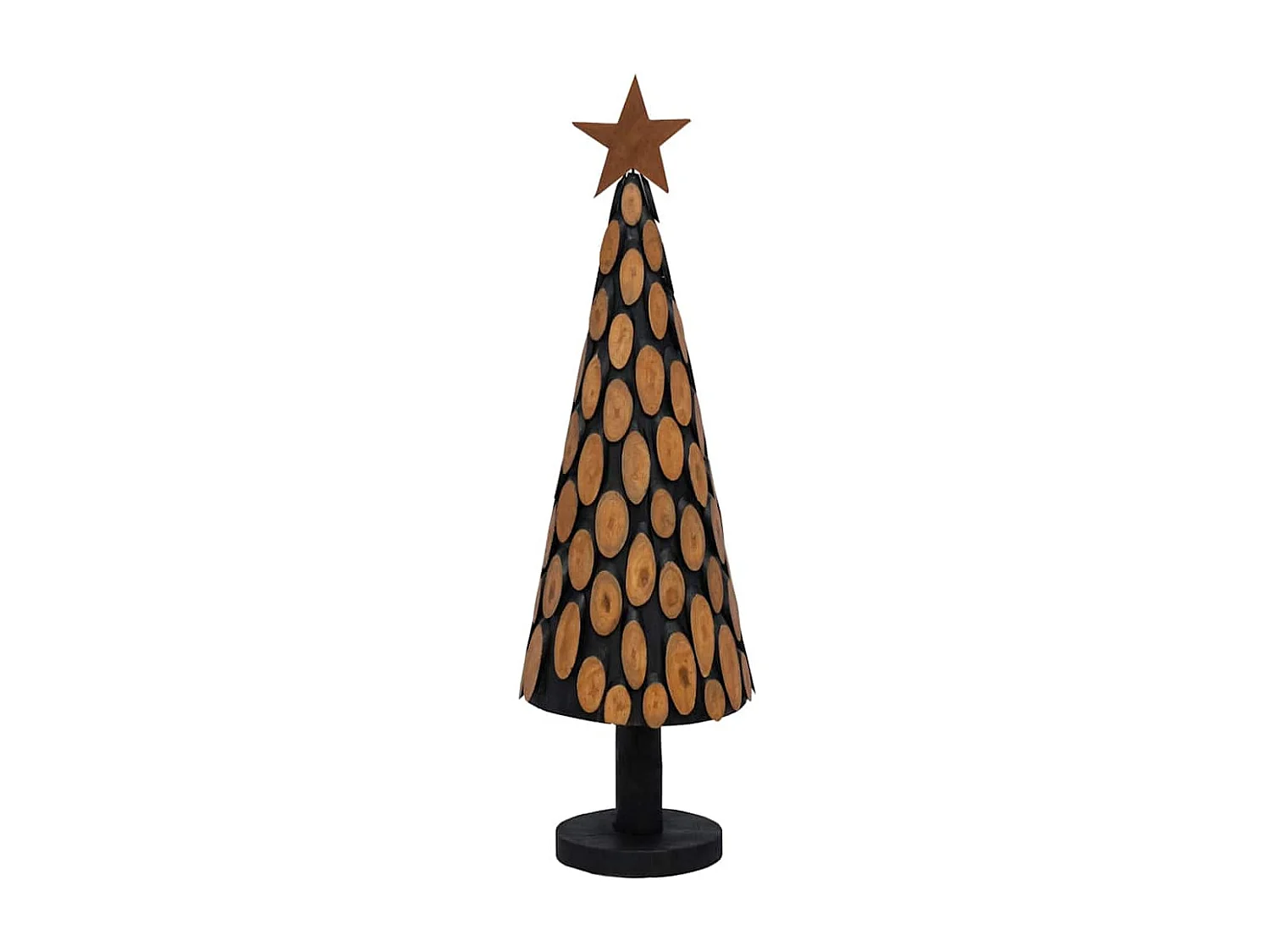 Sapin de Noël avec support Marron 150 cm Bois de teck solide