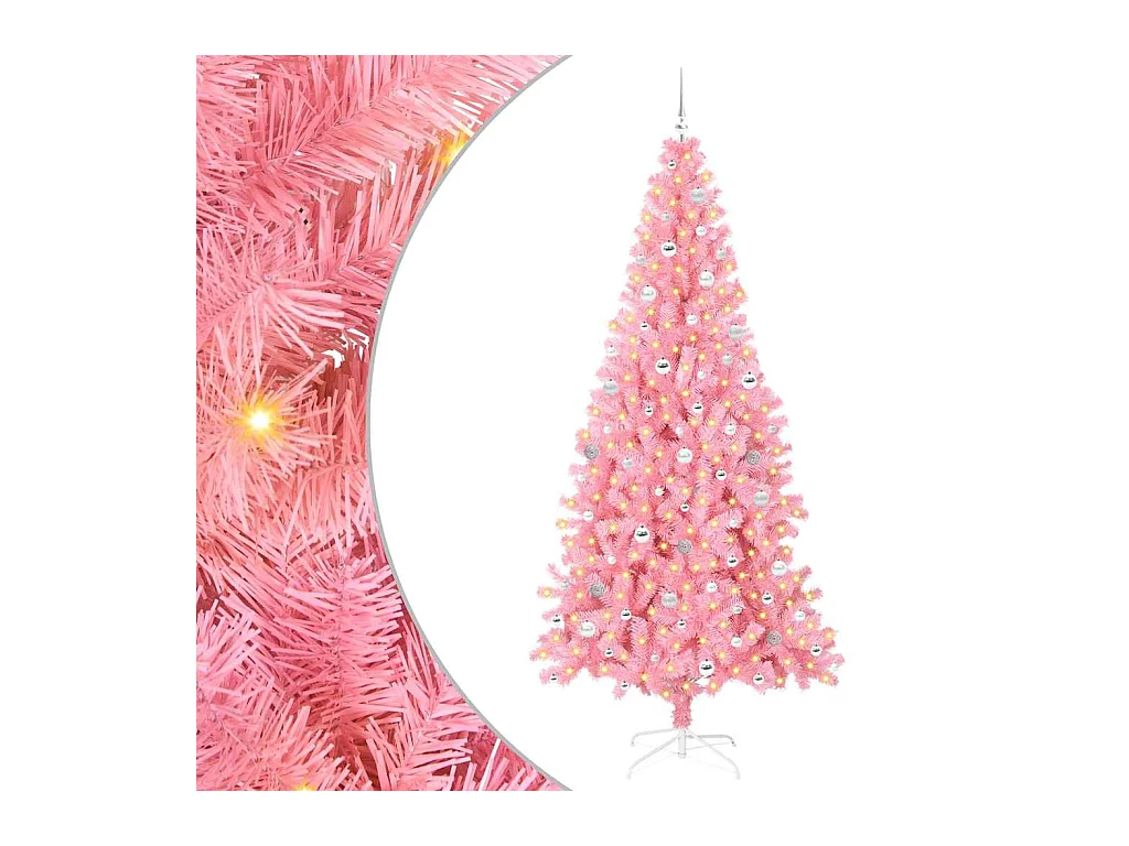 Sapin de Noël avec 300 LED avec support Rose 240 cm PVC