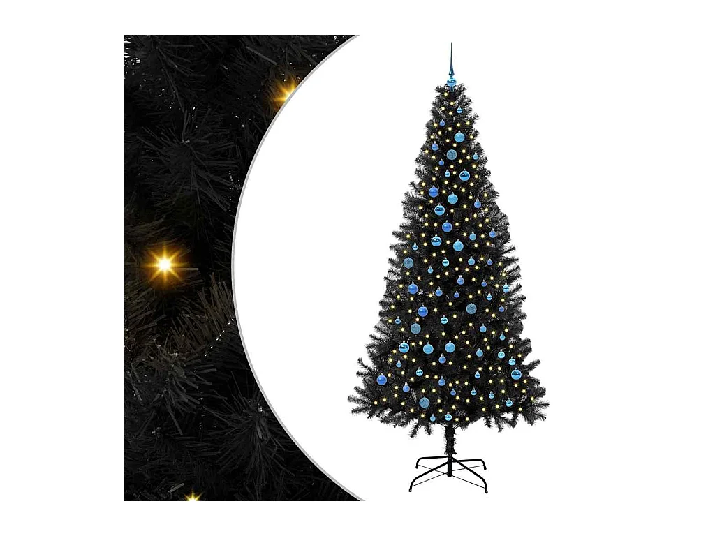 Sapin de Noël avec 300 LED avec support Noir 240 cm PVC