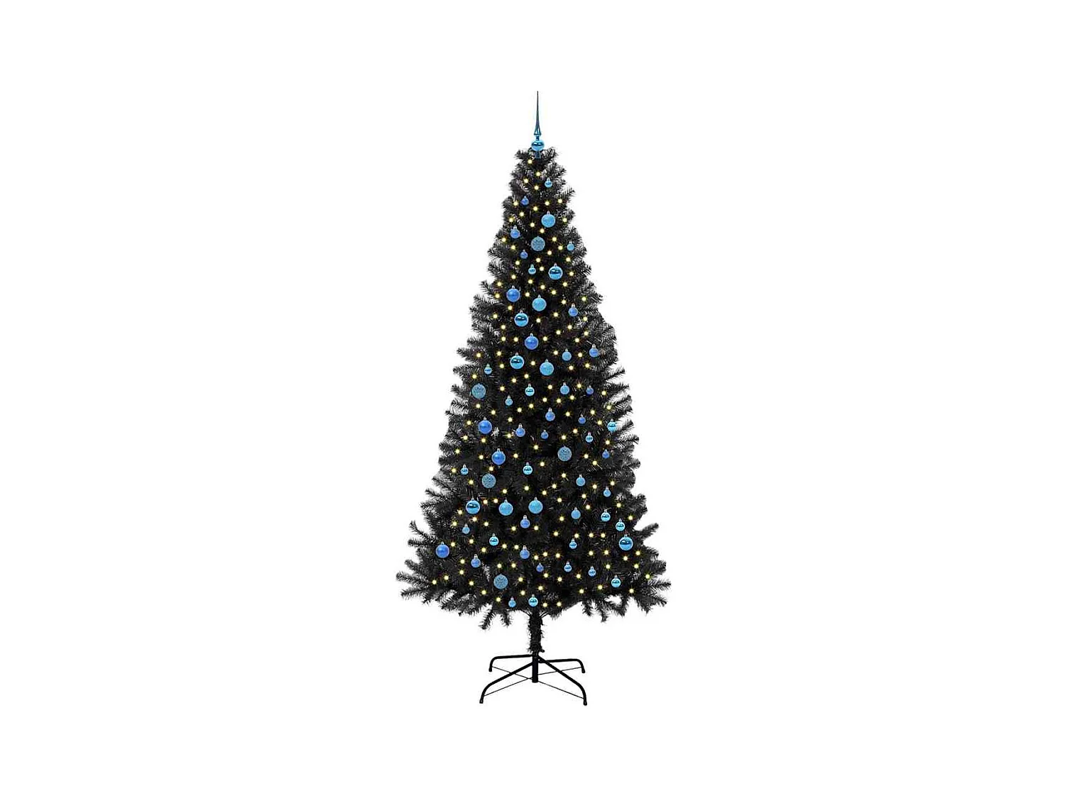 Sapin de Noël avec 300 LED avec support Noir 240 cm PVC