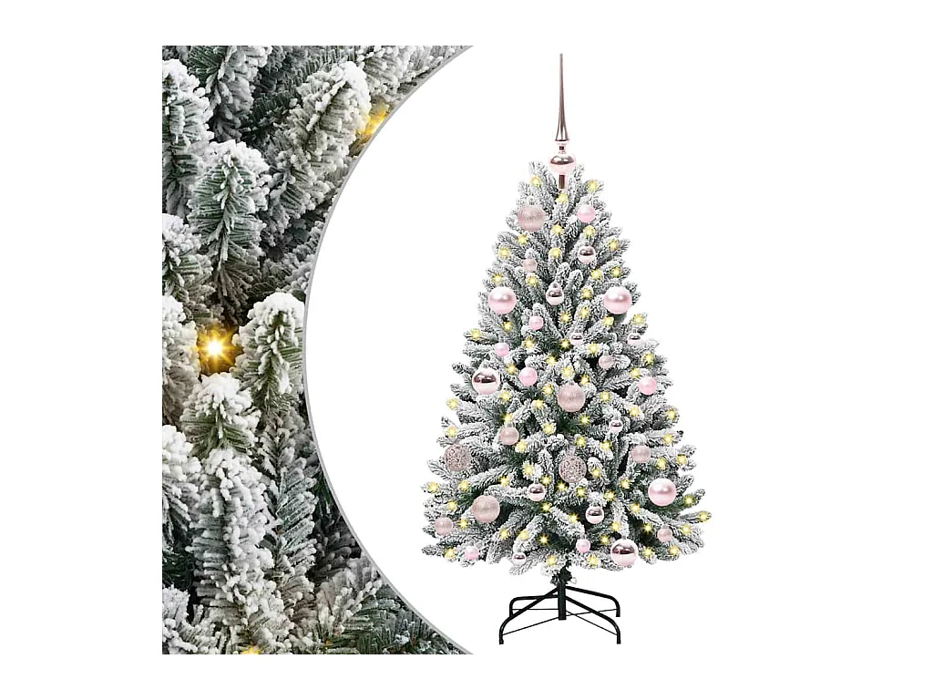 Sapin de Noël artificiel Vert et blanc 120 cm PVC et métal