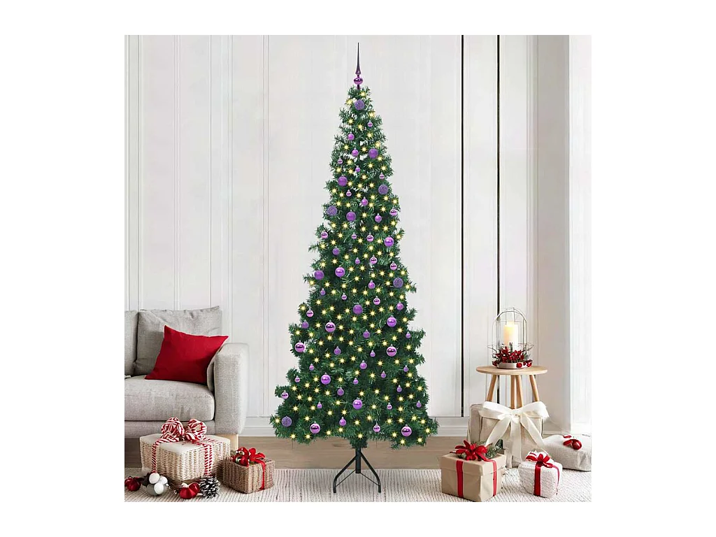 Arbre de Noël artificiel d'angle Vert 240 cm PVC et métal