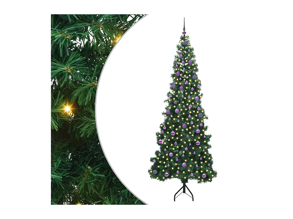 Arbre de Noël artificiel d'angle Vert 240 cm PVC et métal
