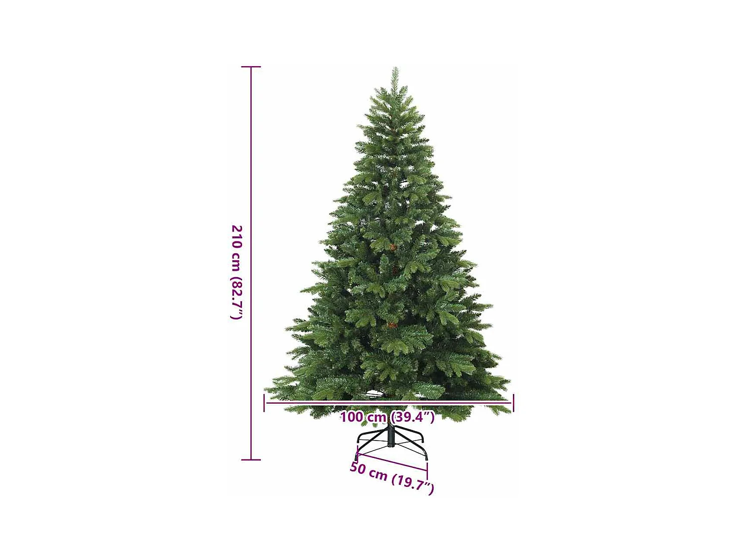 Árvore de Natal Articulada Artificial com suporte Verde 210 cm