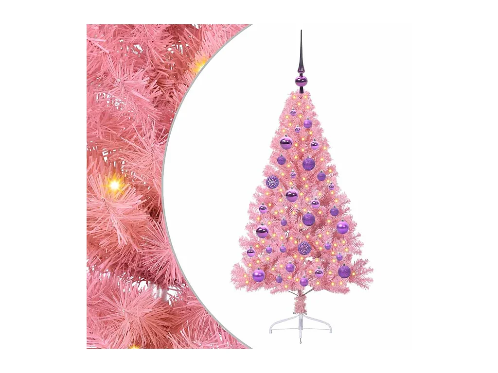 Sapin de Noël artificiel pré-éclairé Rose 120 cm PVC