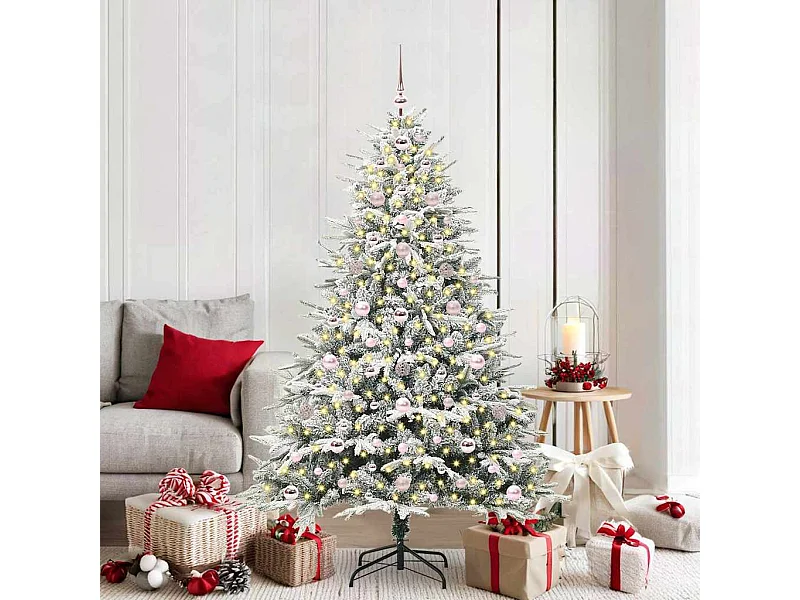 Sapin de Noël artificiel pré-éclairé avec set de boules Vert