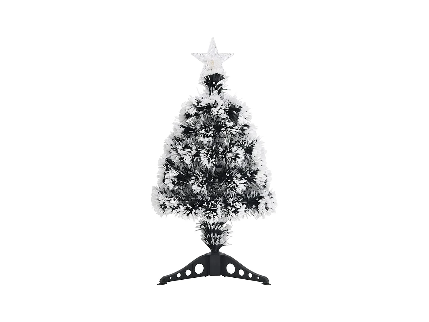 Kerstboom met LED 64 cm glasvezel groen en wit