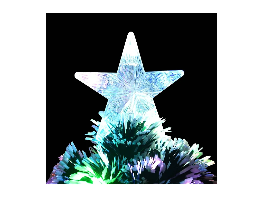 Kerstboom met LED 64 cm glasvezel groen en wit