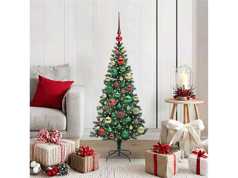 Sapin de Noël artificiel pré-éclairé Vert 120 cm PVC et métal