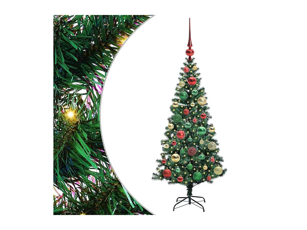 Sapin de Noël artificiel pré-éclairé Vert 120 cm PVC et métal