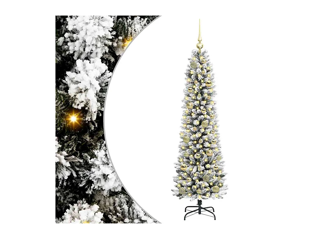 Sapin de Noël artificiel avec 150 LED Vert et blanc 150 cm