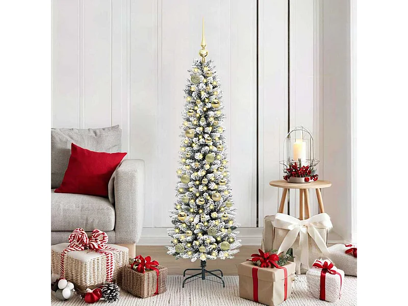 Sapin de Noël artificiel avec 150 LED Vert et blanc 150 cm