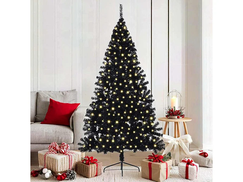Árvore de Natal com luzes decorativas de corda Preto 180 cm
