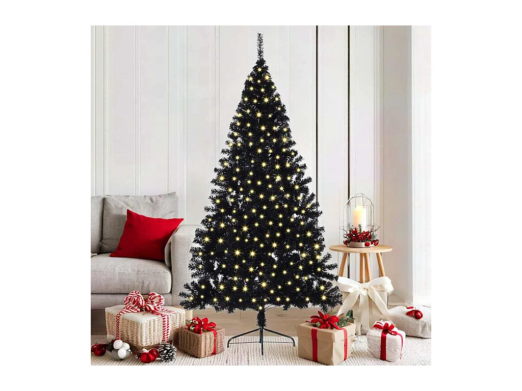 Árvore de Natal com luzes decorativas de corda Preto 180 cm