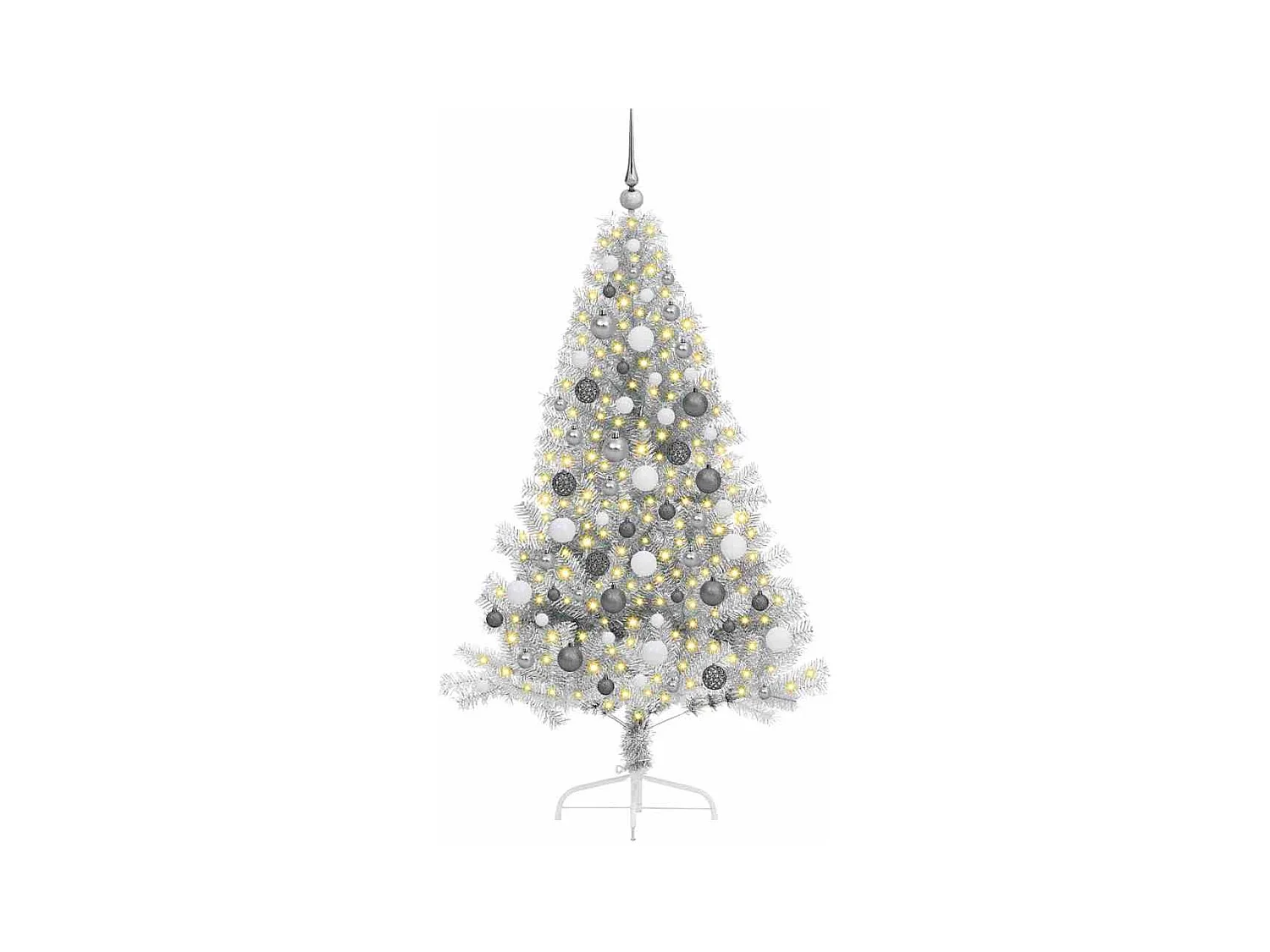 Sapin de Noël artificiel pré-éclairé Argent 180 cm PET