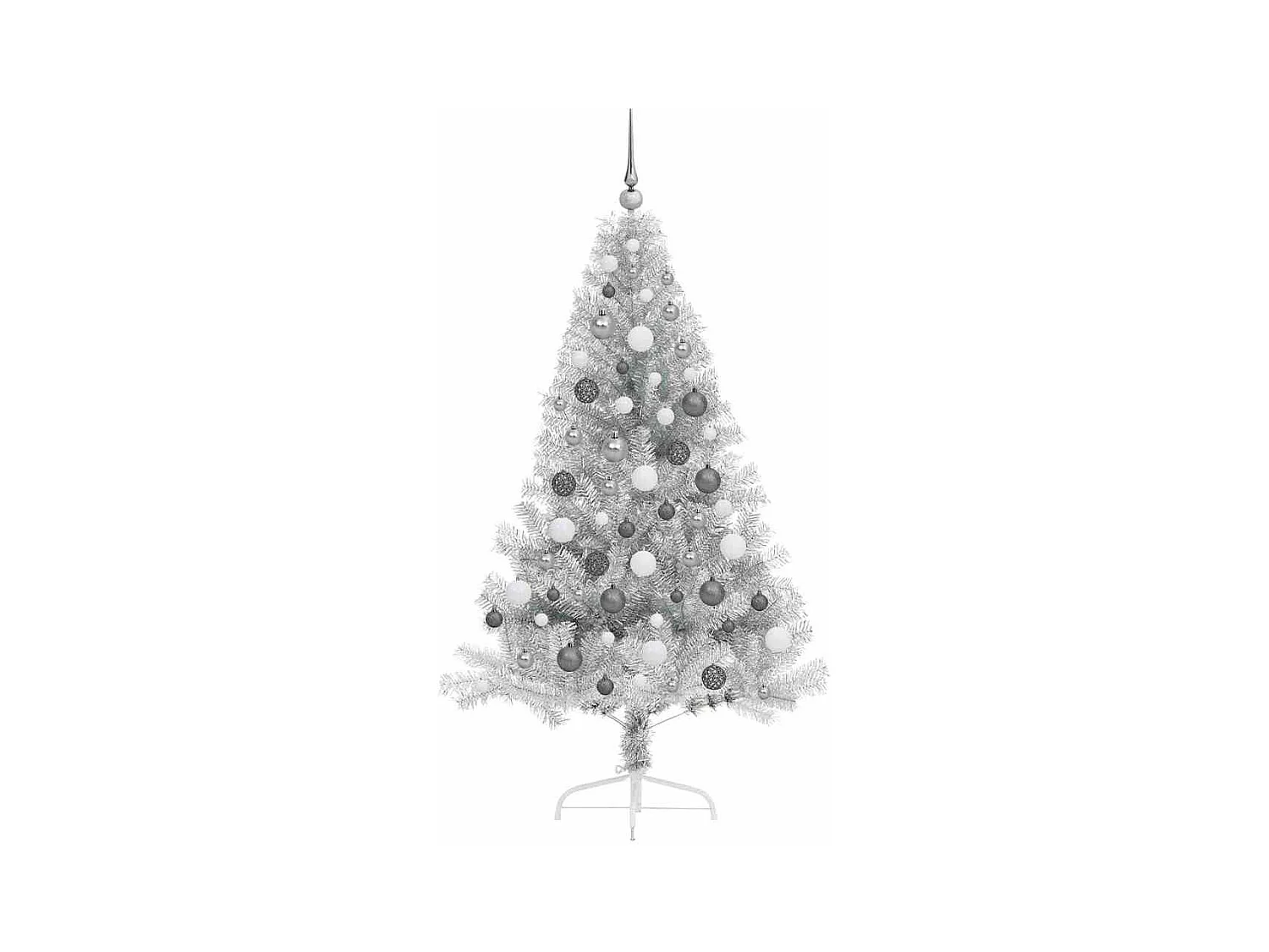 Sapin de Noël artificiel pré-éclairé Argent 180 cm PET