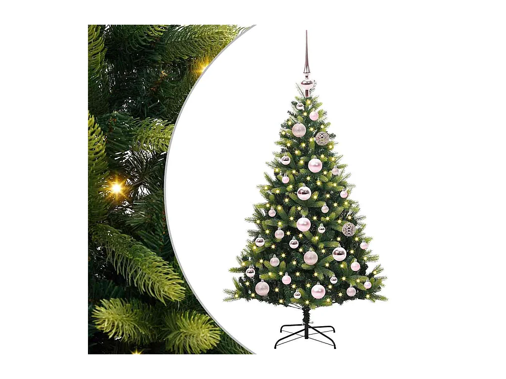 Arbre de Noël artificiel à charnières 150 LED Vert 120 cm