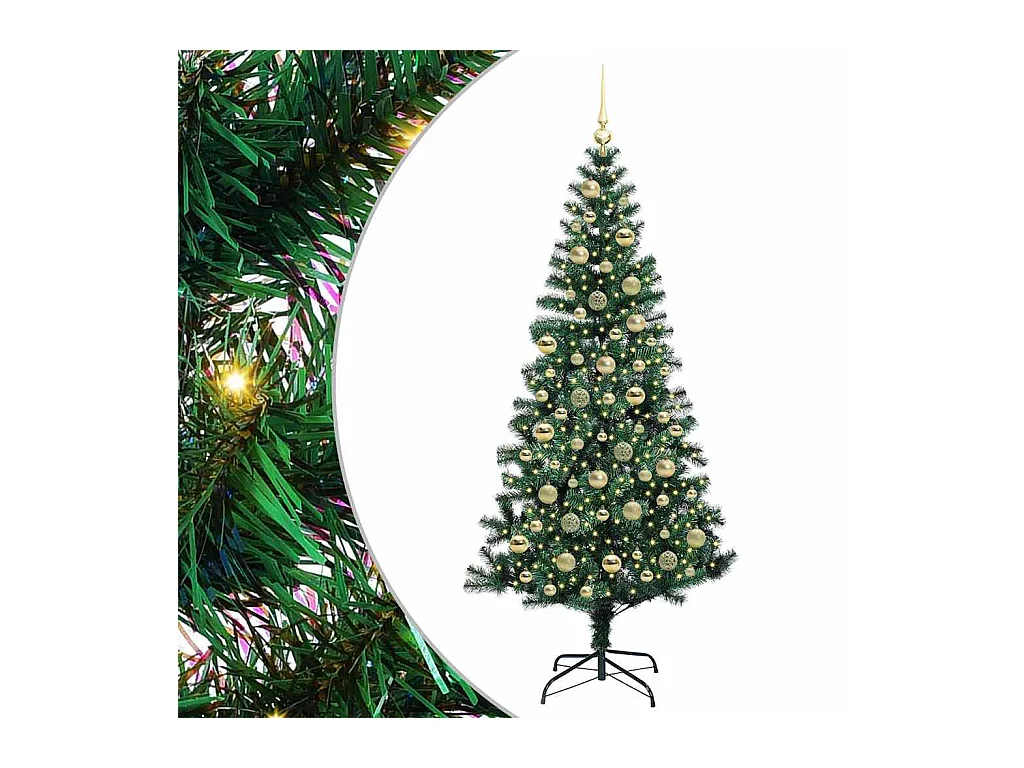 Sapin de Noël artificiel pré-éclairé Vert 210 cm PVC et métal