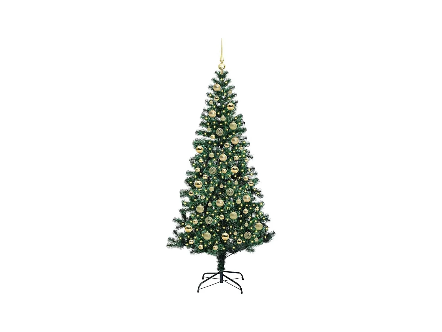 Sapin de Noël artificiel pré-éclairé Vert 210 cm PVC et métal