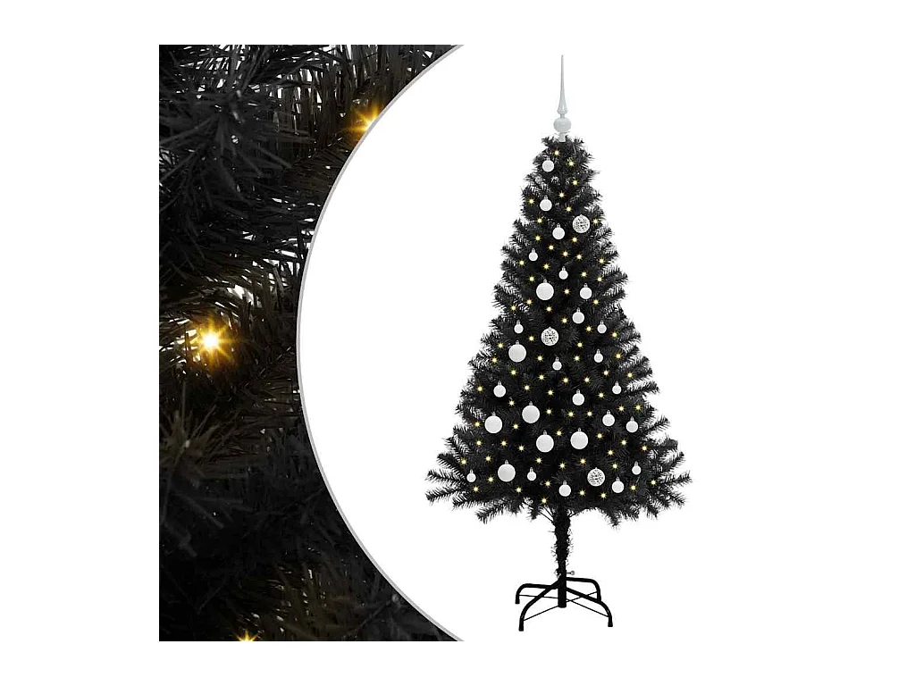 Sapin de Noël avec 150 LED avec support Noir 150 cm PVC