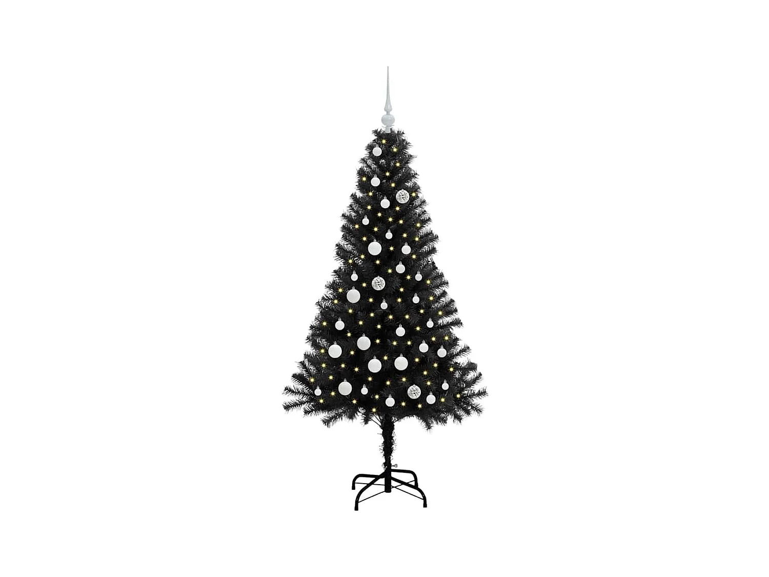Sapin de Noël avec 150 LED avec support Noir 150 cm PVC