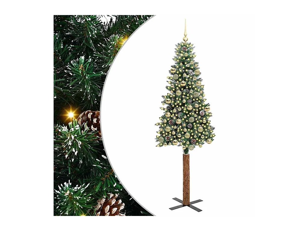 Sapin de Noël mince avec 300 LED Vert et blanc 210 cm