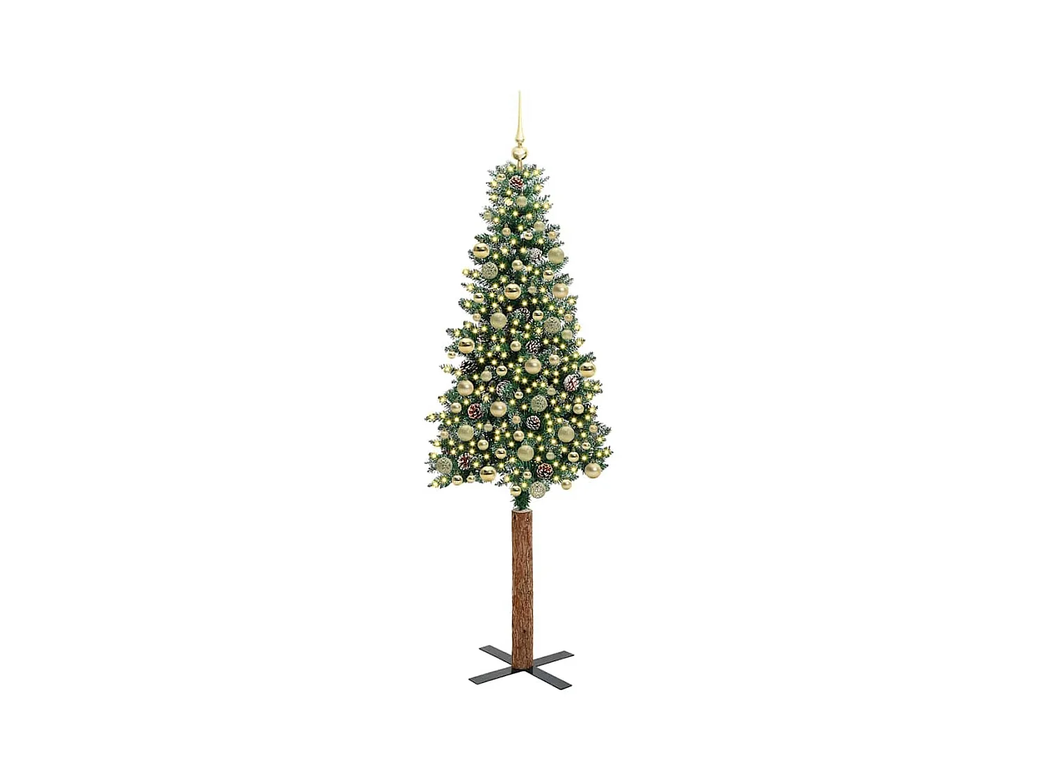 Sapin de Noël mince avec 300 LED Vert et blanc 210 cm
