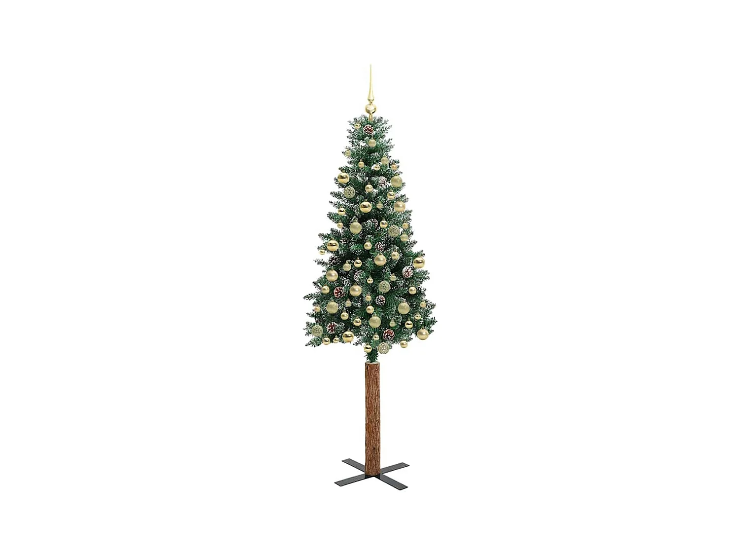 Sapin de Noël mince avec 300 LED Vert et blanc 210 cm