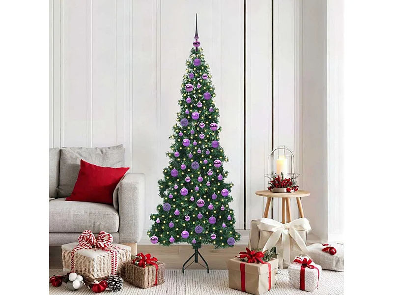 Arbre de Noël artificiel d'angle Vert 180 cm PVC et métal