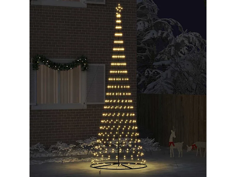 Arbre de Noël LED Blanc chaud 138,5 x 138,5 x 399 cm Métal