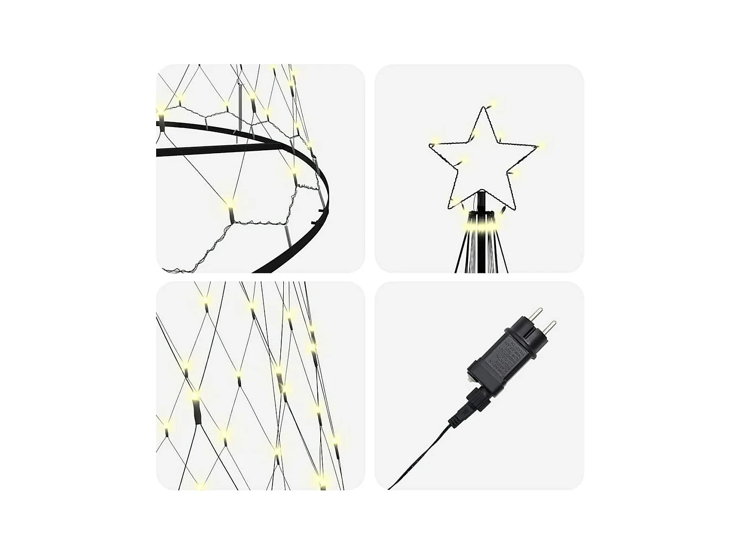 LED kerstboom met 450 LED Warmwit 138.5 x 138.5 x 399 cm Metaal