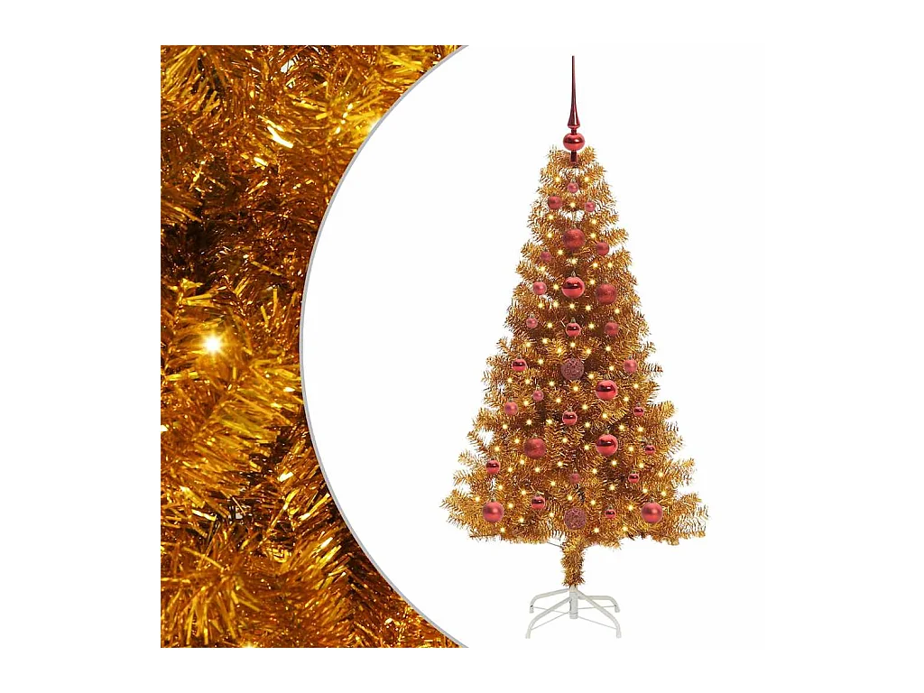 Árbol de Navidad con 150 LED con soporte Dorado 120 cm PET