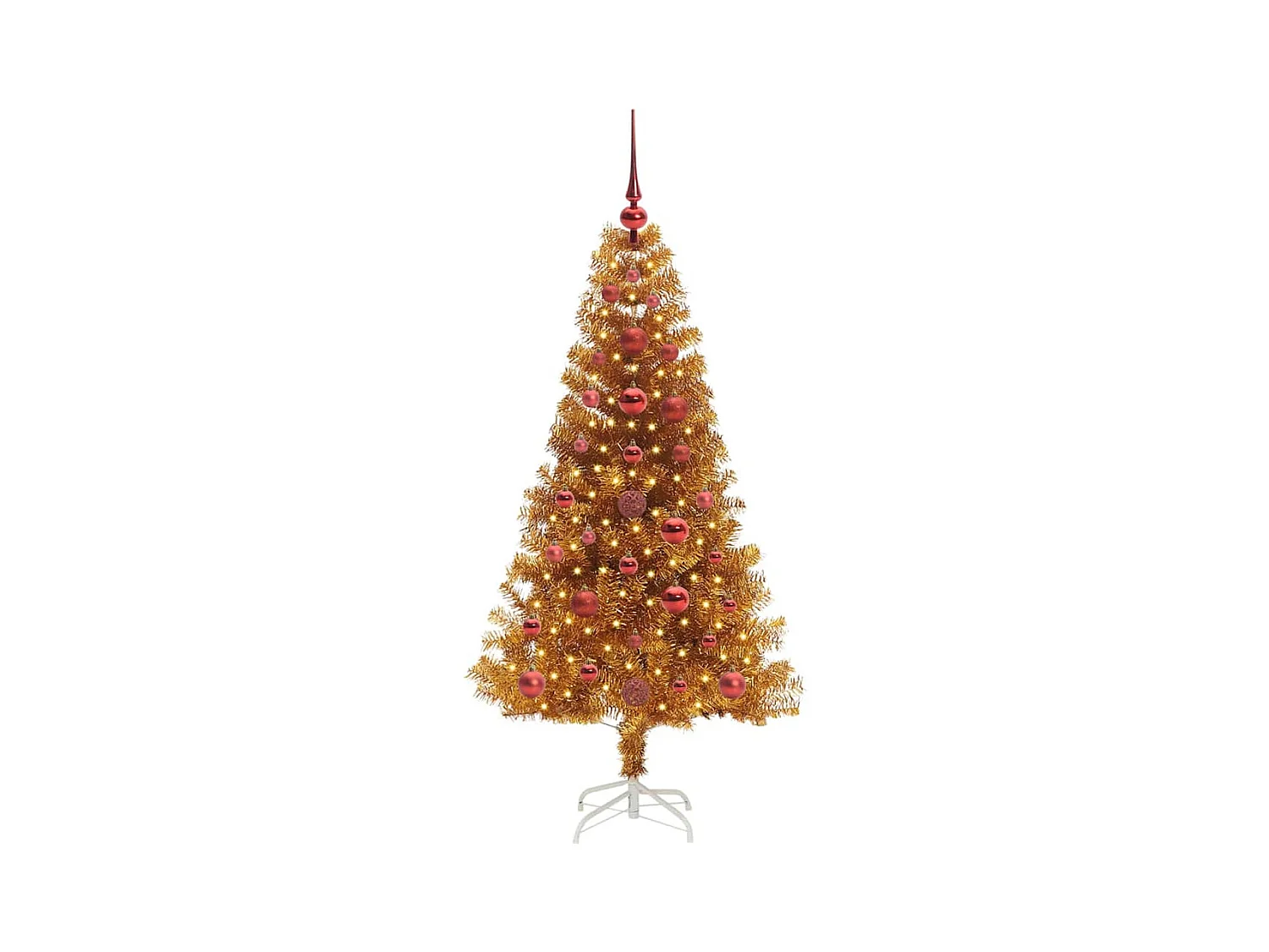 Árbol de Navidad con 150 LED con soporte Dorado 120 cm PET