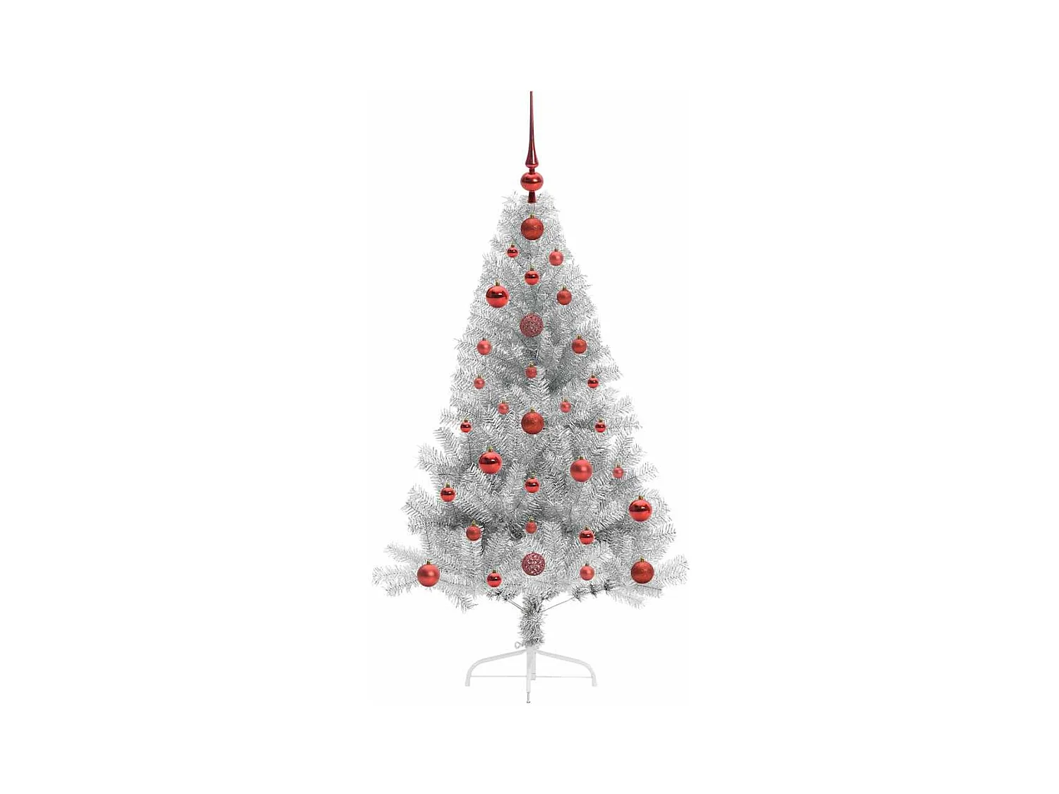 Árbol de Navidad Artificial Preiluminado Plateado 120 cm PET