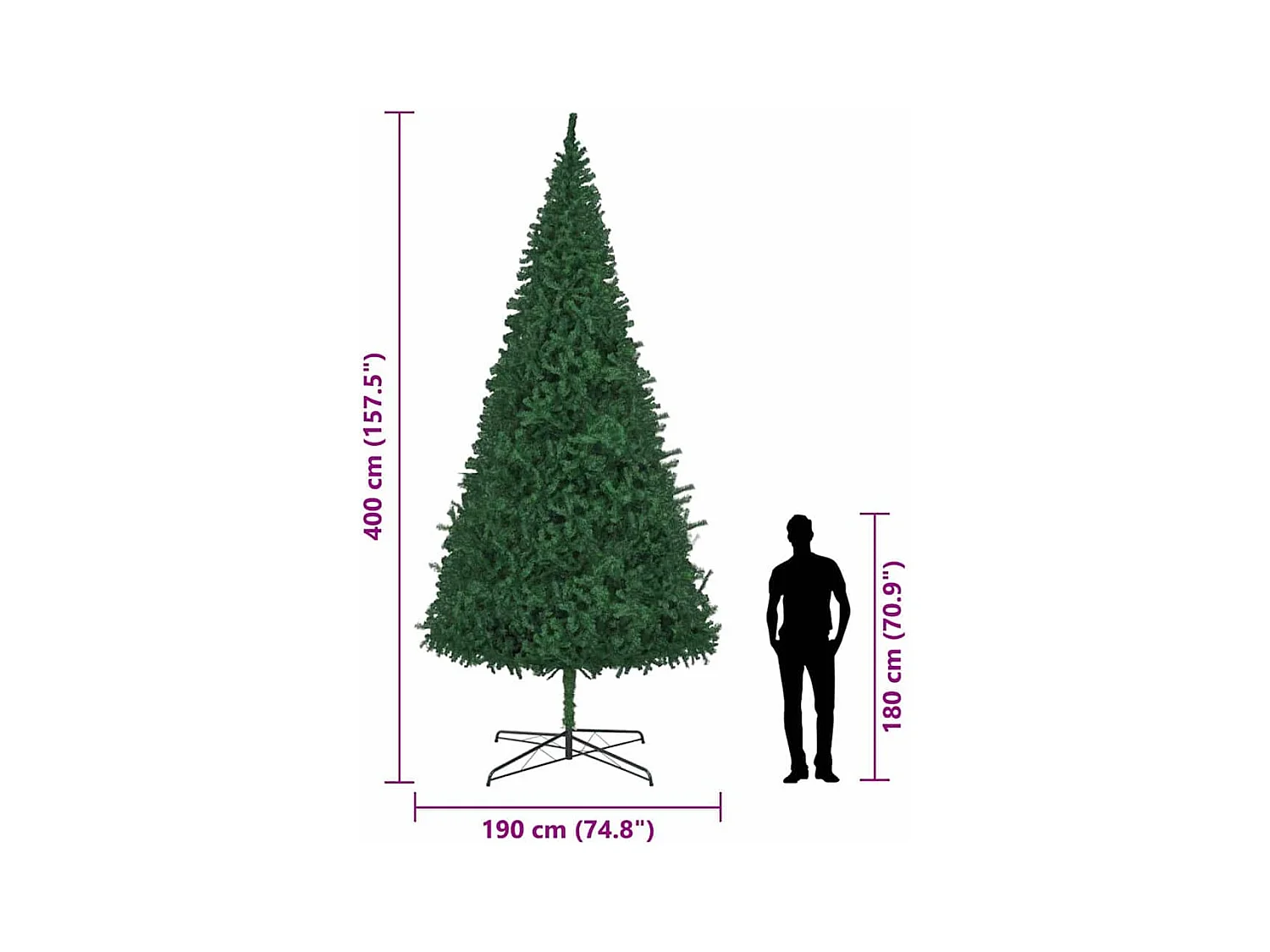 Kunstkerstboom met decoratieve touwlichten Groen 400 cm PVC