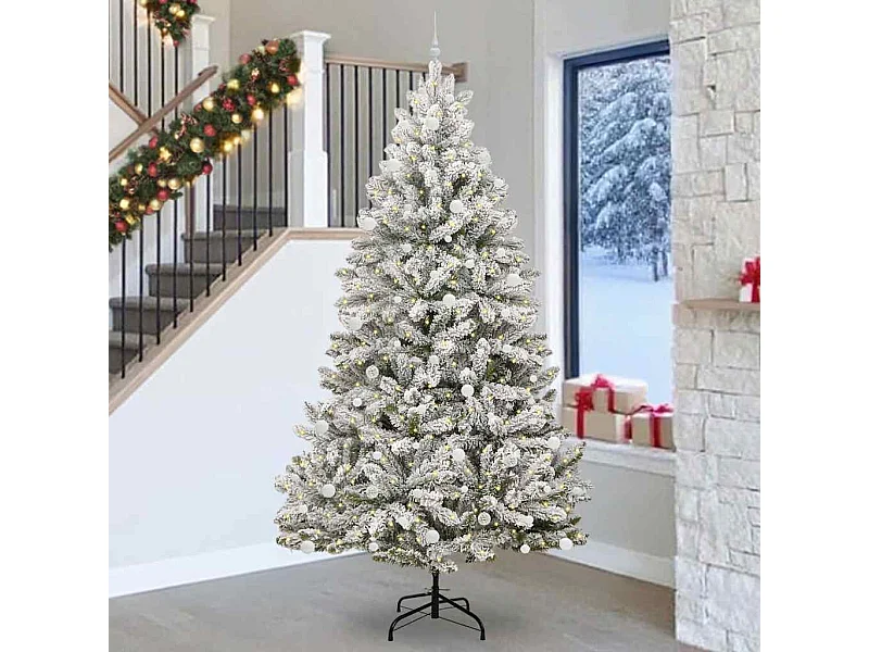Sapin de Noël artificiel Vert et blanc 270 cm PVC et métal