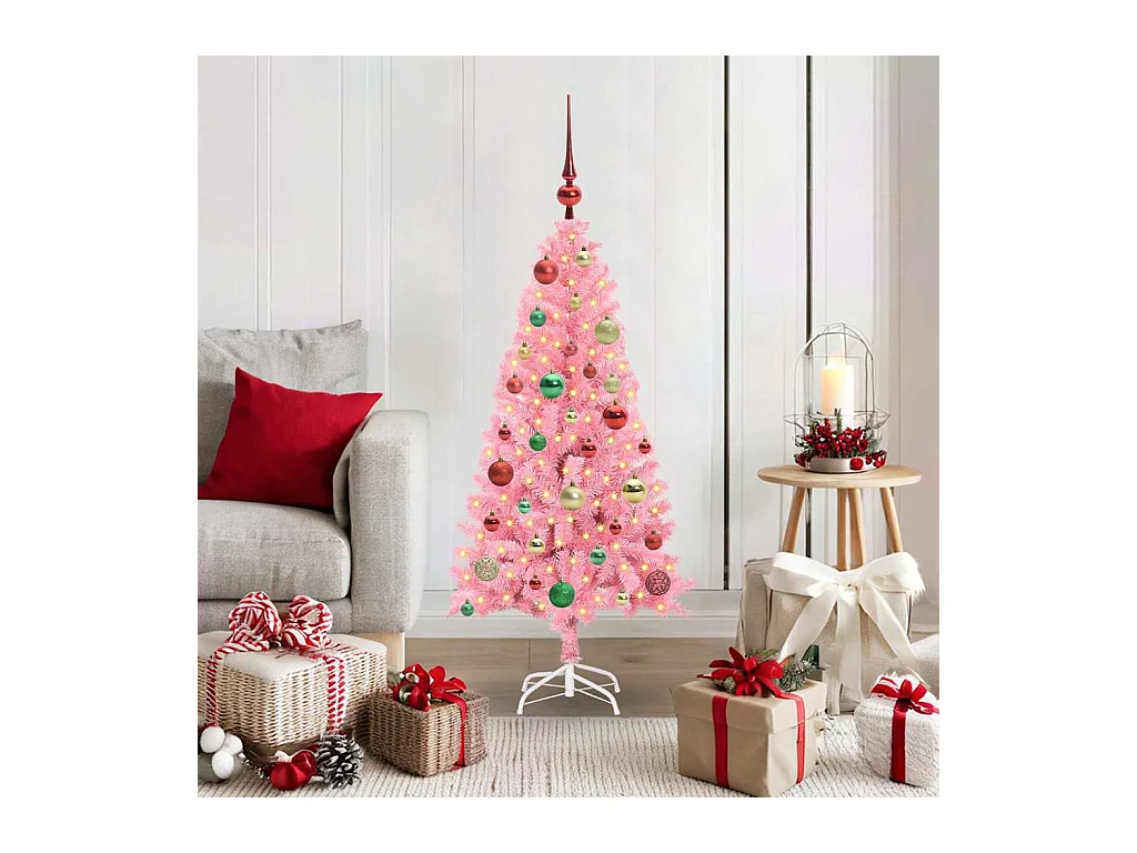 Kerstboom met 150 LED met standaard Roze 120 cm PVC