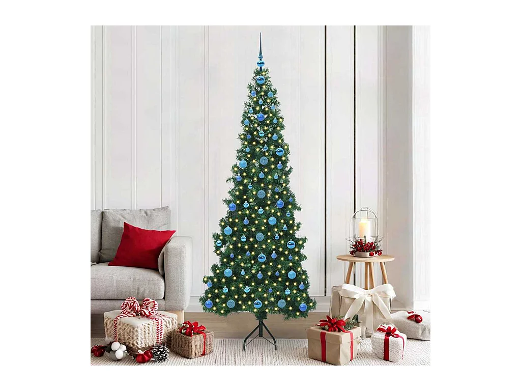 Arbre de Noël artificiel d'angle Vert 210 cm PVC et métal