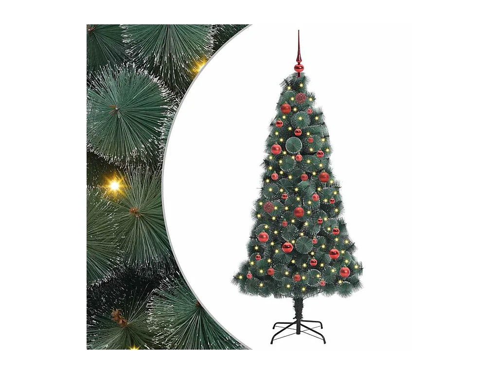 Árbol de Navidad artificial iluminado con set de bolas 150 cm