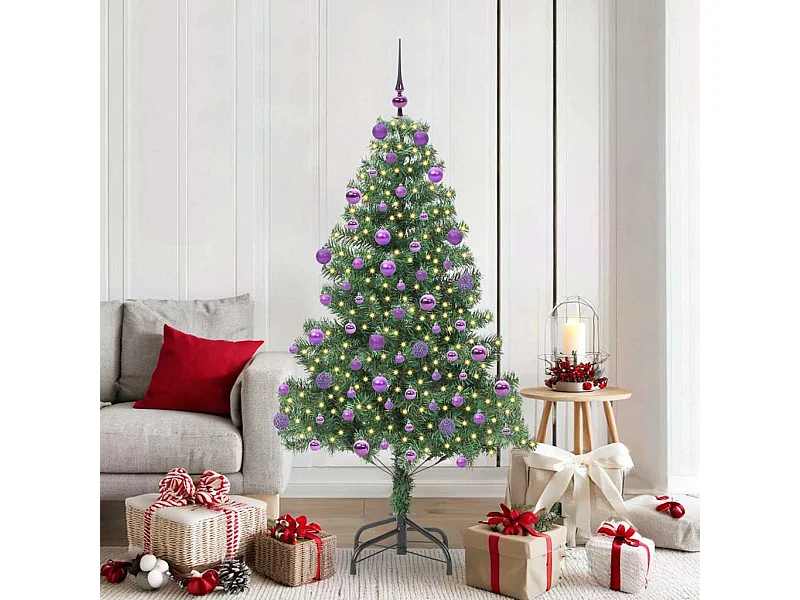 Sapin de Noël avec 300 LED avec support Vert 180 cm PVC
