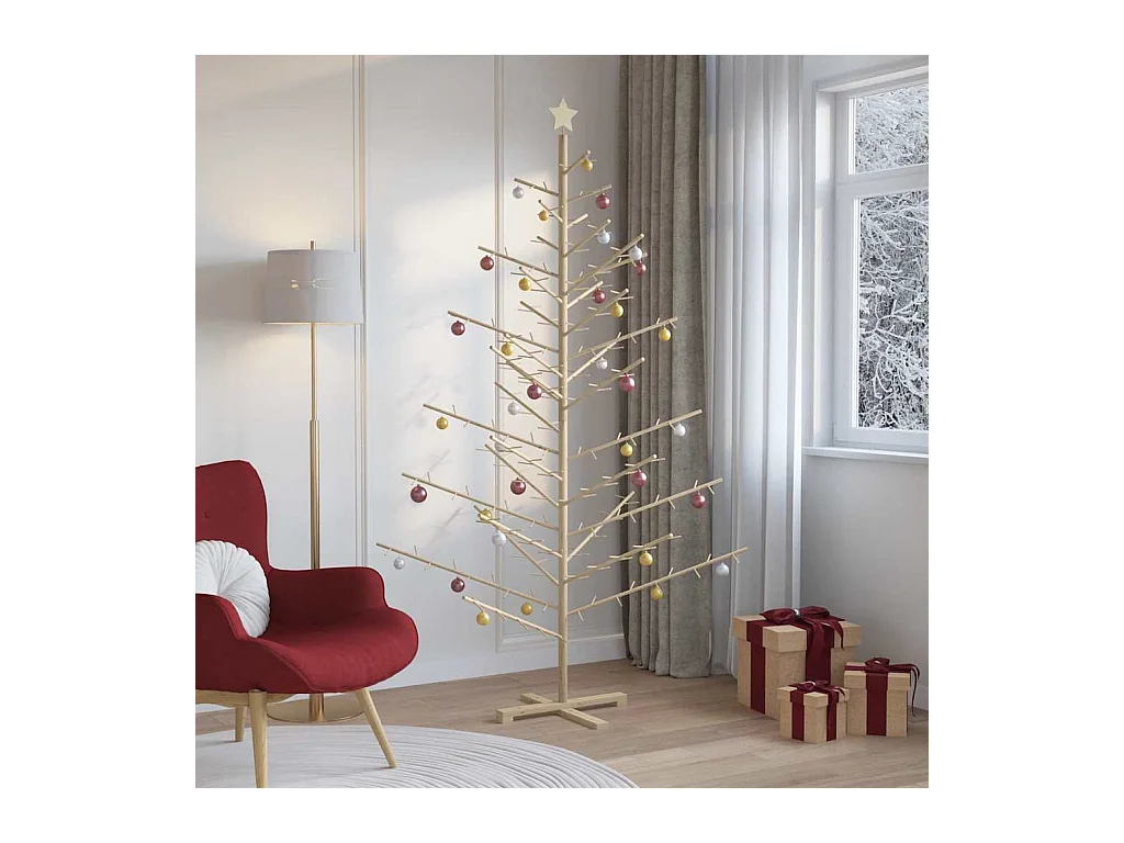 Arbre de Noël en bois Naturel 210 cm Bois massif en pin