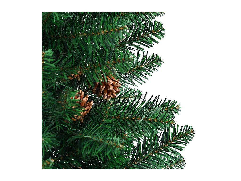 Sapin de Noël mince Vert 210 cm PVC et bois de pin massif