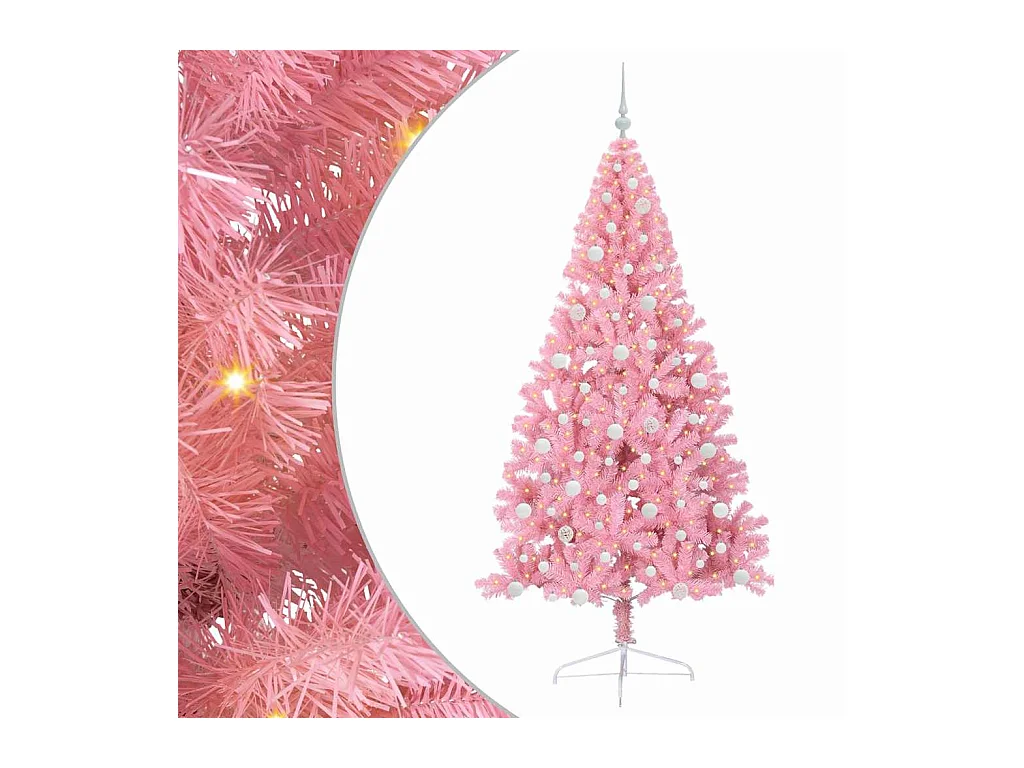 Sapin de Noël artificiel pré-éclairé Rose 210 cm PVC