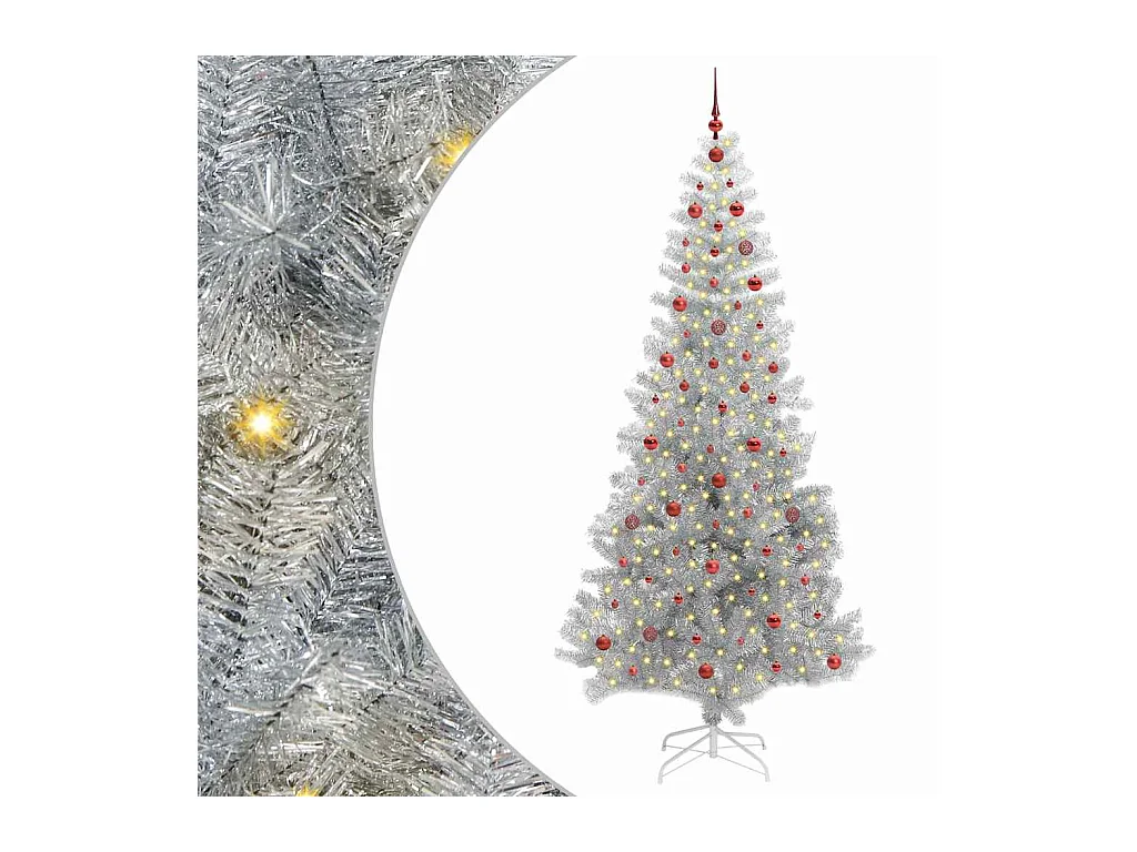 Sapin de Noël avec 300 LED avec support Argent 240 cm PET