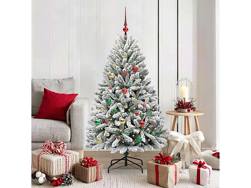 Sapin de Noël artificiel Vert et blanc 150 cm PVC et métal