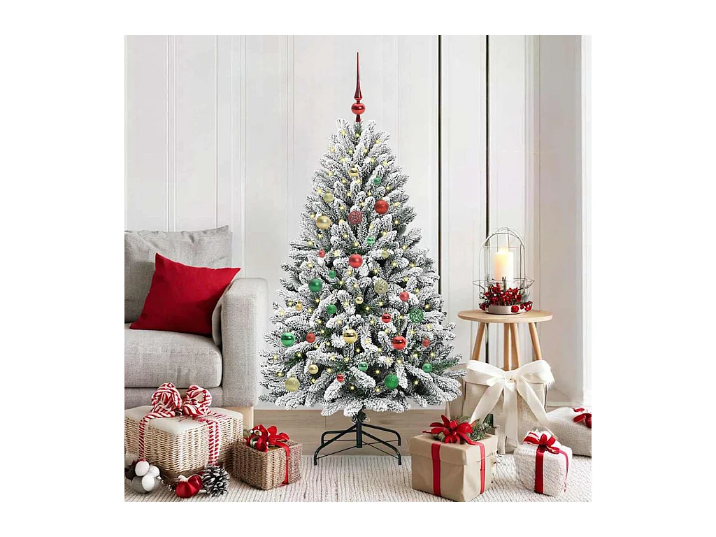 Sapin de Noël artificiel Vert et blanc 150 cm PVC et métal